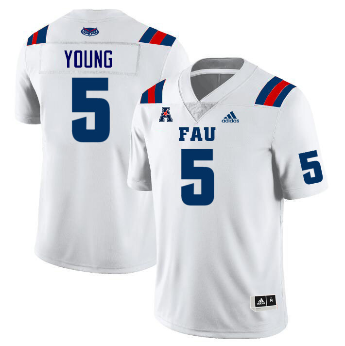 Florida Atlantic Owls #5 Joseph Young College Football Jerseys Stitched Sale-White